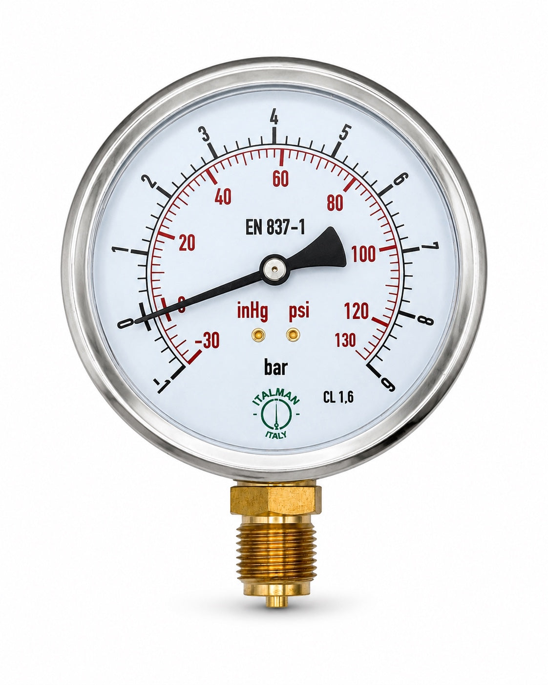 4" Liquid Fillable Pressure Gauge with Crimped Ring